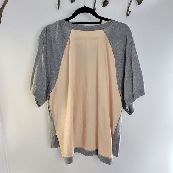 Anthropologie moth east falls short sleeve gray sweater semi sheer back - Picture 5 of 7